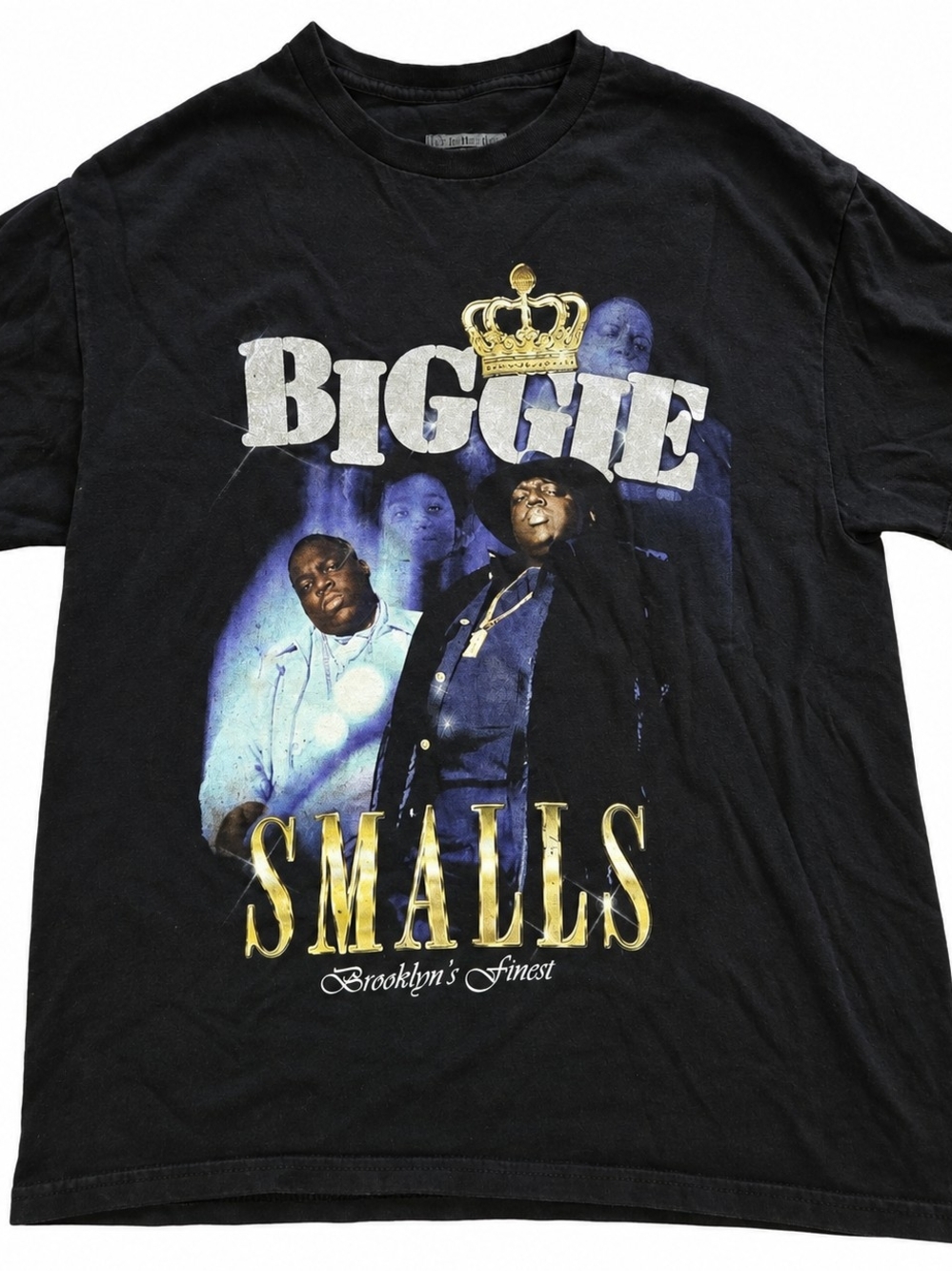 BIGGIE SMALLS Black Graphic T-Shirt with Gold Detail - Unisex L